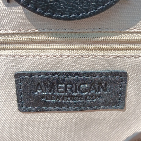 American Leather Co. Leather striped patch shoulder bag cross body bag - Picture 4 of 5